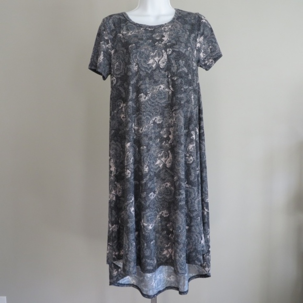 LuLaRoe XXS gray and pink carly dress